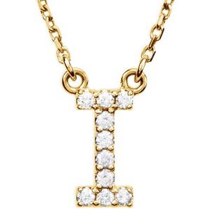14K Yellow Gold .08 CTW Natural Diamond Initial I 16" Necklace