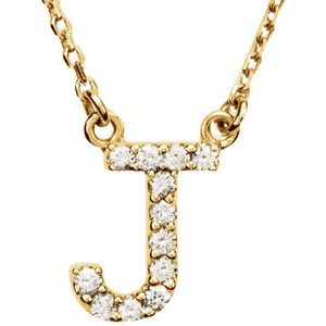 14K Yellow Gold 1/10 CTW Natural Diamond Initial J 16" Necklace