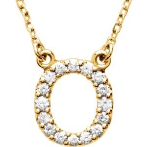 14K Yellow Gold 1/6 CTW Natural Diamond Initial O 16" Necklace
