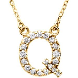 14K Yellow Gold 1/6 CTW Natural Diamond Initial Q 16" Necklace