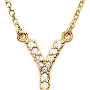 14K Yellow Gold .08 CTW Natural Diamond Initial Y 16" Necklace