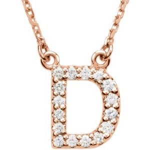14K Rose Gold 1/8 CTW Natural Diamond Initial D 16" Necklace