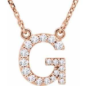 14K Rose Gold 1/8 CTW Natural Diamond Initial G 16" Necklace