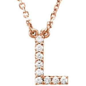 14K Rose Gold .08 CTW Natural Diamond Initial L 16" Necklace
