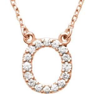 14K Rose Gold 1/8 CTW Natural Diamond Initial O 16" Necklace