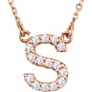 14K Rose Gold 1/8 CTW Natural Diamond Initial S 16" Necklace