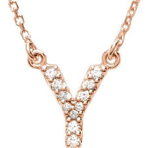 14K Rose Gold .08 CTW Natural Diamond Initial Y 16" Necklace