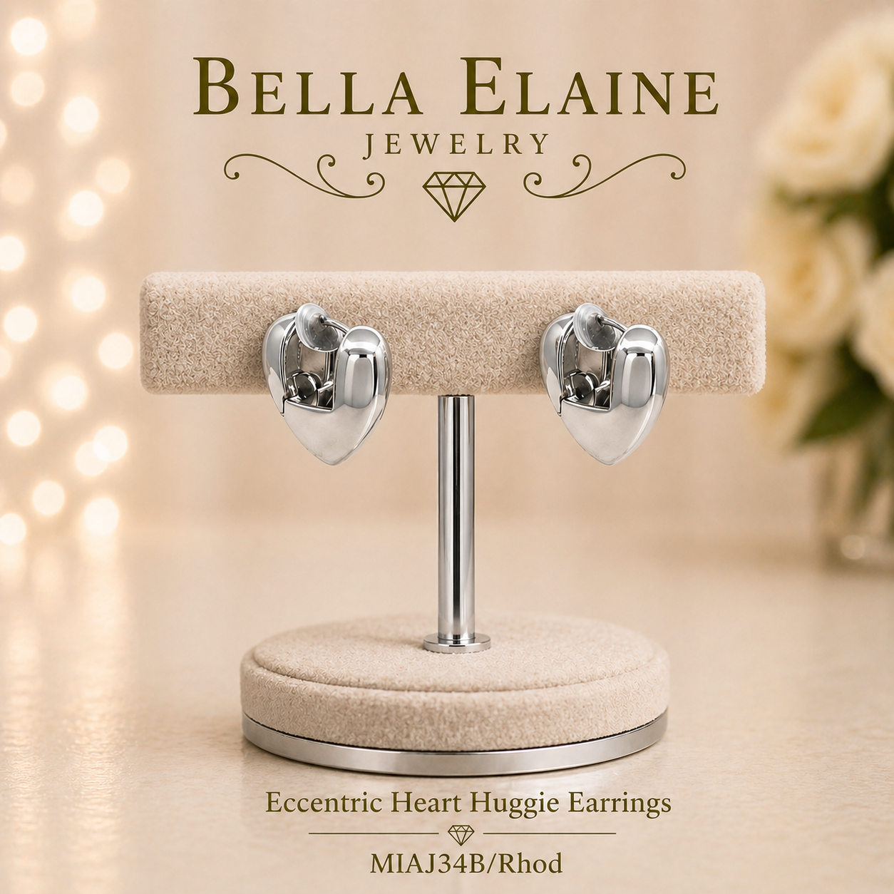 Eccentric Heart Huggie Earrings
