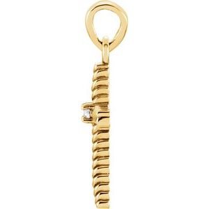 14K Yellow Gold .015 CT Natural Diamond Cross Pendant