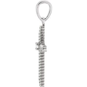 14K White Gold .02 CT Natural Diamond Cross Pendant