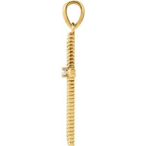 14K Yellow Gold .03 CT Natural Diamond Cross Pendant