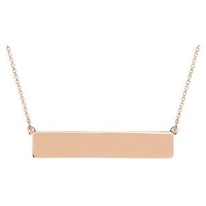 14K Rose Gold Be PoshÂ® Engravable Bar 19 1/2" Necklace