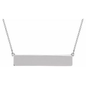 14K White Gold Be PoshÂ® Engravable Bar 19 1/2" Necklace