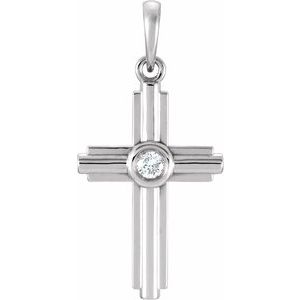 Platinum .06 CT Natural Diamond Cross Pendant