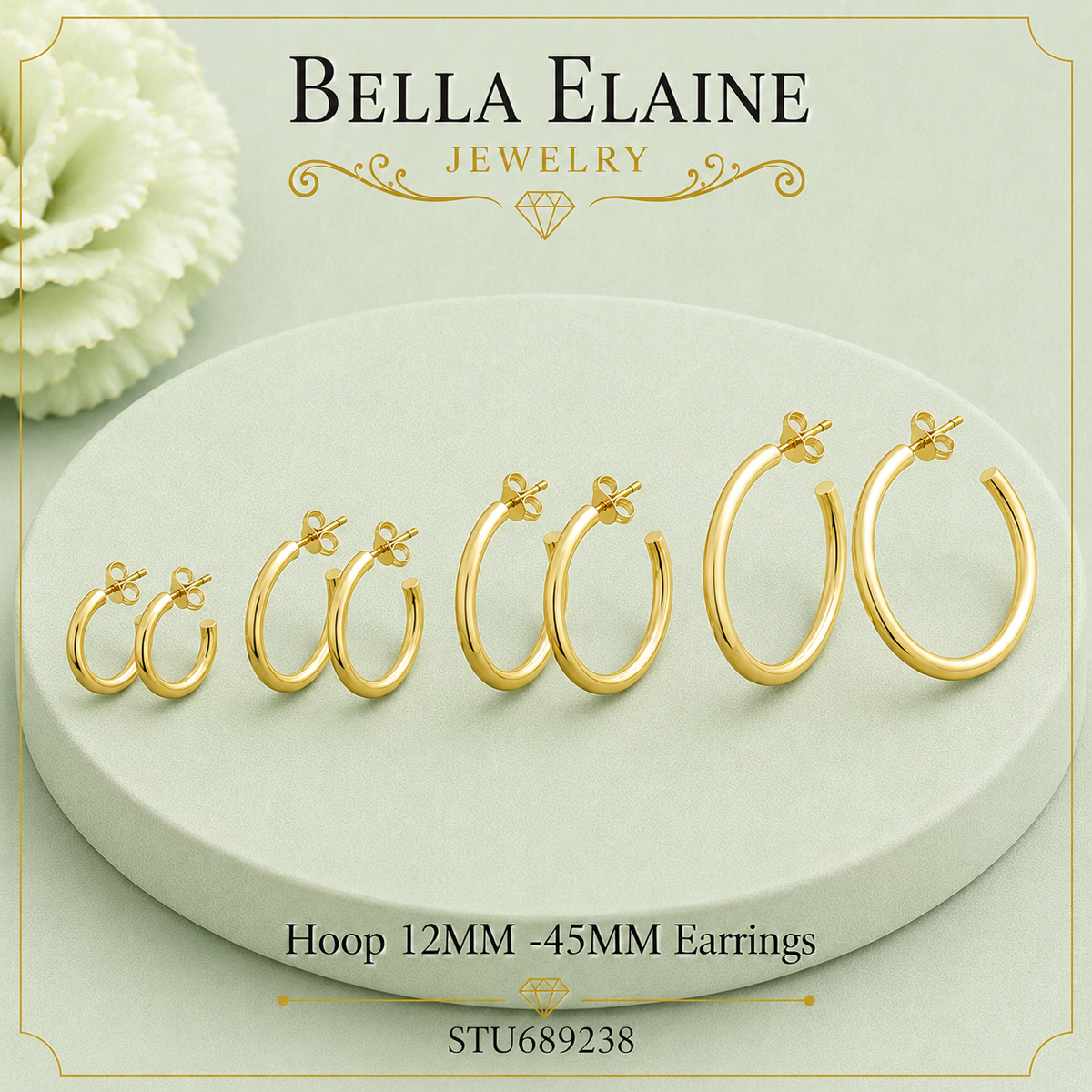 14K Yellow Gold-Filled 12 mm Hoop Earrings