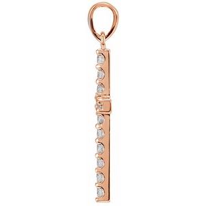 14K Rose Gold 1/5 CTW Natural Diamond Cross Pendant