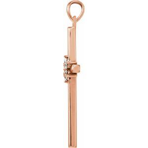 14K Rose Gold 1/10 CTW Natural  Diamond Cross Pendant
