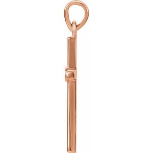 14K Rose Gold .015 CT Natural Diamond Cross Pendant