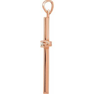 14K Rose Gold .03 CT Natural Diamond Cross Pendant