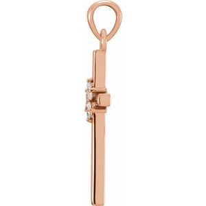 14K Rose Gold .06 CTW Natural Diamond Cross Pendant