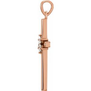 14K Rose Gold 1/10 CTW Natural Diamond Cross Pendant