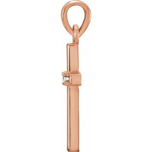 14K Rose Gold .01 CT Natural Diamond Cross Pendant