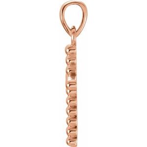 14K Rose Gold Beaded Cross Pendant