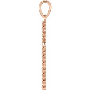 14K Rose Gold Beaded Cross Pendant