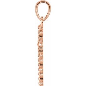 14K Rose Gold Beaded Cross Pendant