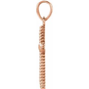 14K Rose Gold 13.5x8.6 mm Rope Cross Pendant