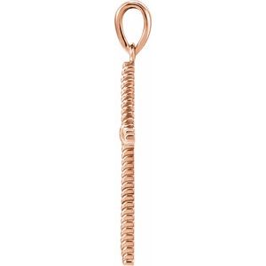 14K Rose Gold 25.4x16.2 mm Rope Cross Pendant