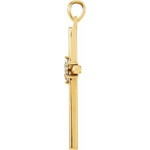 14K Yellow Gold 1/10 CTW Natural Diamond Cross Pendant