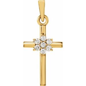14K Yellow Gold .06 CTW Natural Diamond Cross Pendant