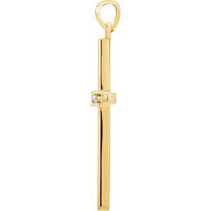 14K Yellow Gold .03 CT Natural Diamond Cross Pendant