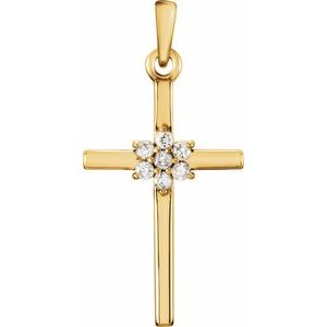 14K Yellow Gold .06 CTW Natural Diamond Cross Pendant