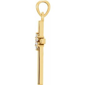14K Yellow Gold .06 CTW Natural Diamond Cross Pendant