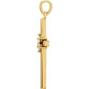 14K Yellow Gold 1/10 CTW Natural Diamond Cross Pendant