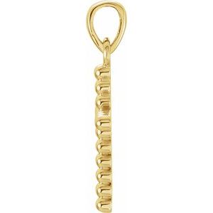 14K Yellow Gold Beaded Cross Pendant