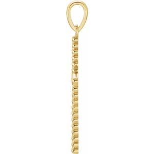 14K Yellow Gold Beaded Cross Pendant