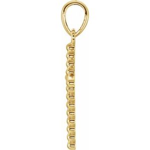 14K Yellow Gold Beaded Cross Pendant