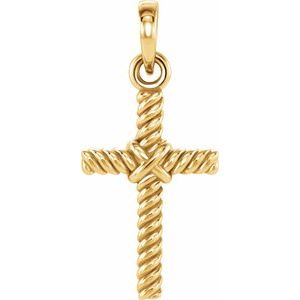 14K Yellow Gold 13.5x8.6 mm Rope Cross Pendant