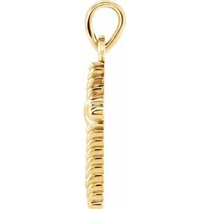 14K Yellow Gold 13.5x8.6 mm Rope Cross Pendant
