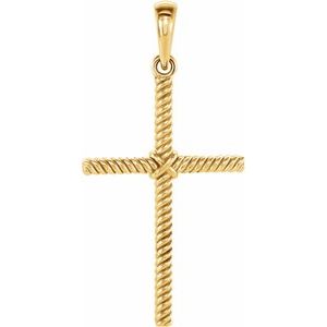 14K Yellow Gold 25.4x16.2 mm Rope Cross Pendant