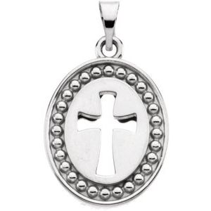 14K Yellow Gold 16x13.5 mm Beyond the Crossâ„¢ Reversible Cross & Dove Pendant
