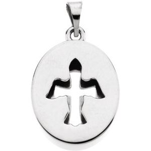 14K Yellow Gold 16x13.5 mm Beyond the Crossâ„¢ Reversible Cross & Dove Pendant