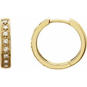 14K Yellow Gold 1/5 CTW Lab-Grown Diamond 14 mm Hoop Earrings