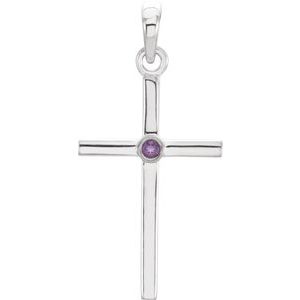 Platinum Natural Amethyst Cross Pendant