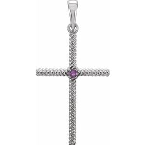 Platinum Natural Amethyst Cross Pendant