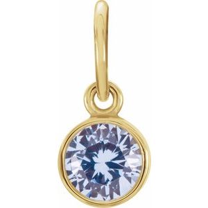 14K Yellow Posh Mommy® Imitation Aquamarine Charm/Pendant