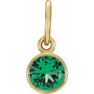 14K Yellow Posh Mommy® Imitation Emerald Charm/Pendant